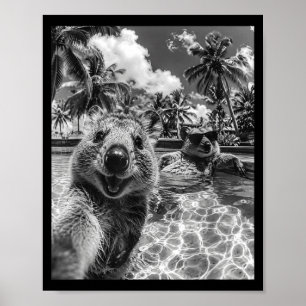 Quokka pool selfie vacation funny animal summer poster