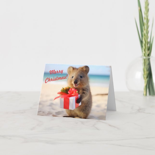 Quokka Selfie at the Beach - Christmas  Card (Front)