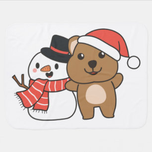 Quokka With Snowman In Winter At Christmas Baby Bl Blanket