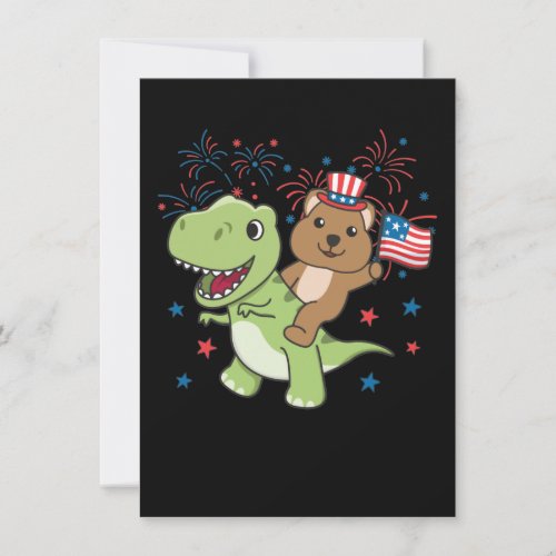 Quokka With T_rex For Fourth Of July Fireworks Hol Holiday Card