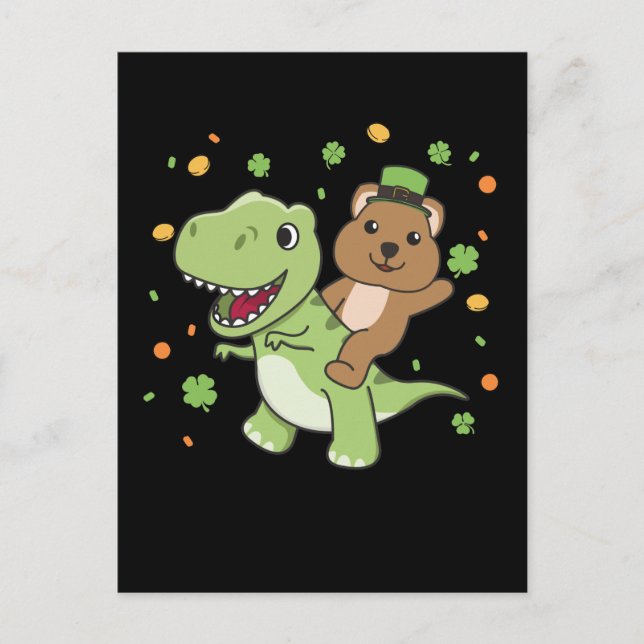 Quokka With T-rex St. Patrick's Day Ireland Postca Postcard (Front)