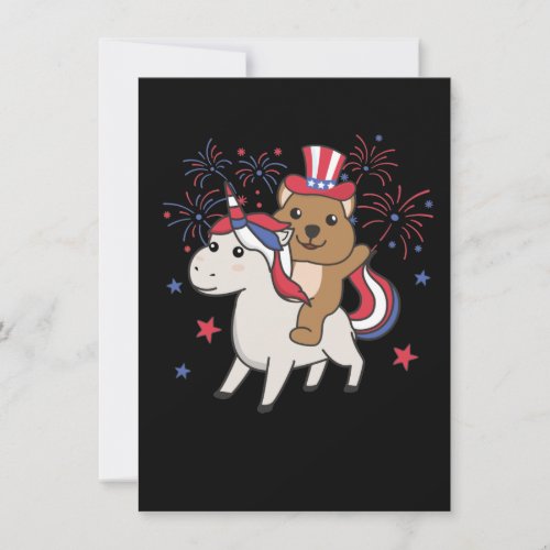 Quokka With Unicorn For Fourth Of July Fireworks Holiday Card