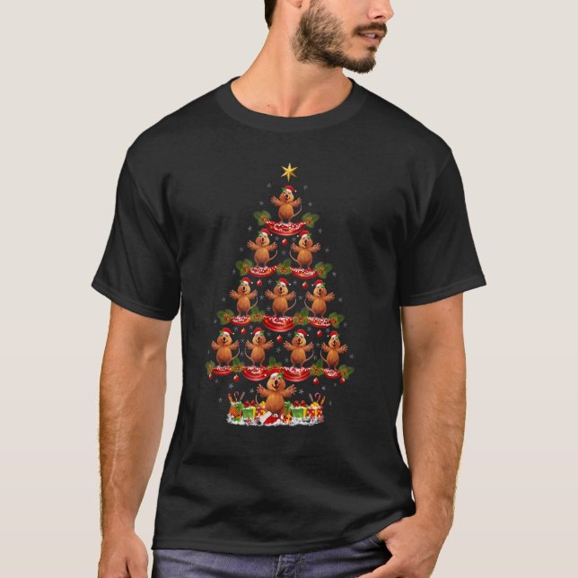 Quokka   Xmas Holiday Santa Quokka Christmas Tree T-Shirt (Front)