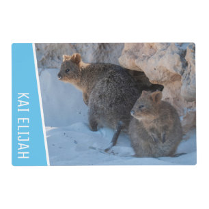 Quokkas on the Beach Australia Light Blue Placemat