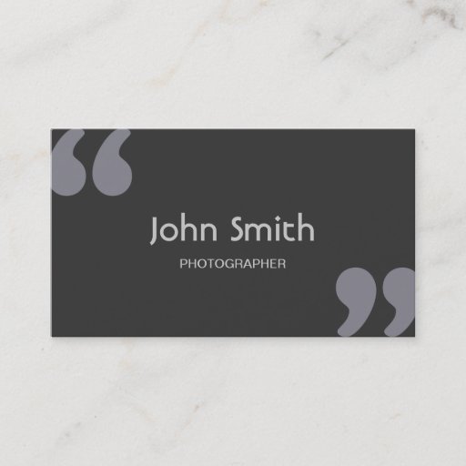 Customizable Quotation Marks Photographer Business Card
