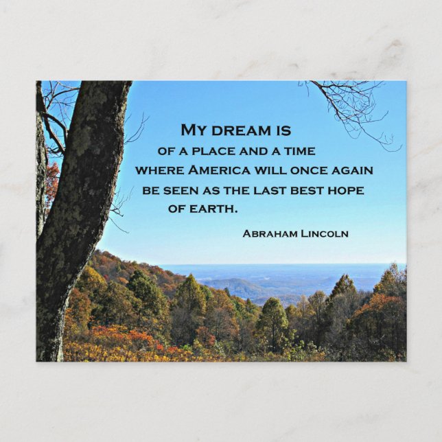 Quote about America by Abraham Lincoln Postcard (Front)
