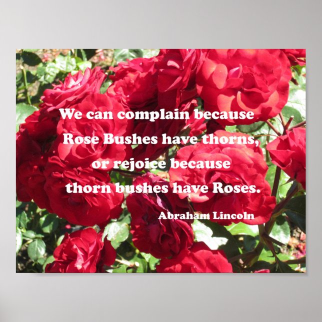 Quote about roses by Abraham Lincoln Poster (Front)