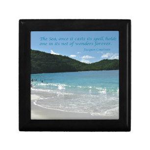 Quote about the Sea, by J. Cousteau Jewelry Box