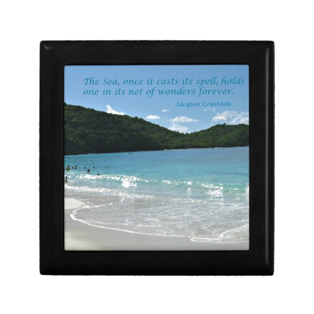 Quote about the Sea, by J. Cousteau Jewelry Box (Front)