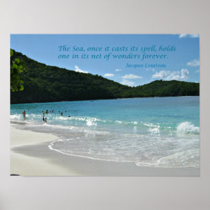 Quote about the Sea, by Jaques Cousteau Poster