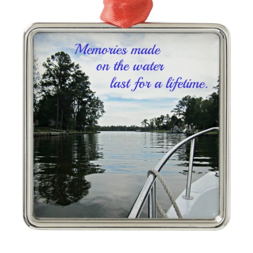 Quote about time spent on the water. metal ornament