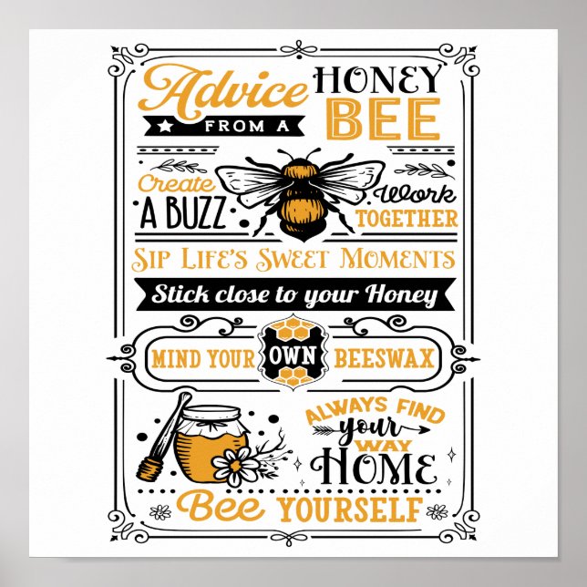 Quote Advice from a honey bee Poster (Front)