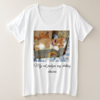 Quote and Cat Funny Photo Front, Back Heart Paw,  Plus Size T-Shirt