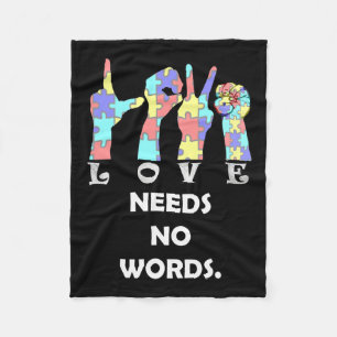 Quote Asl Love Needs No Words Fleece Blanket