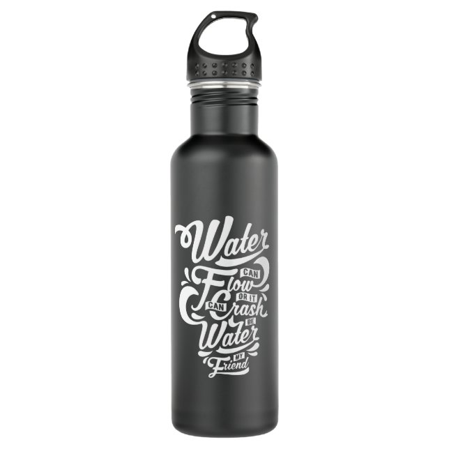 Quote - Be Water - dark Stainless Steel Water Bottle (Front)