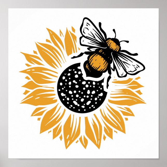 Quote Bee and sunflower Poster (Front)