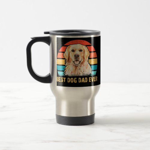 Quote Best Dog Dad Ever Vintage Golden Retriever  Travel Mug