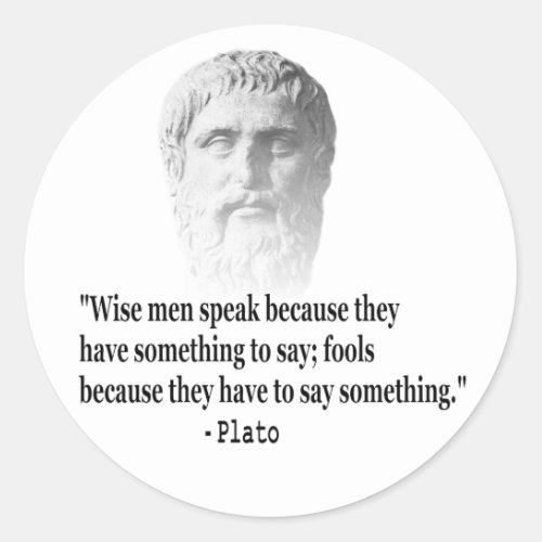 Quote By Plato Classic Round Sticker