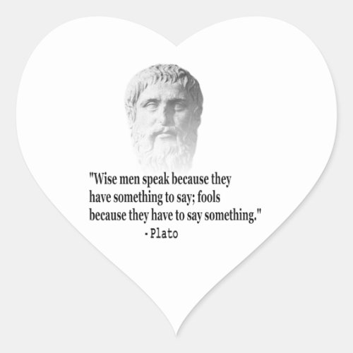 Quote By Plato Heart Sticker