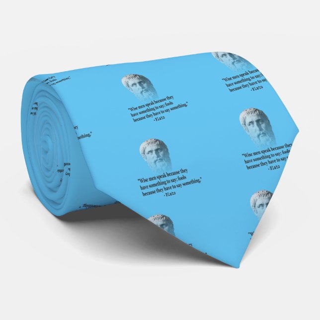Quote By Plato On Blue Neck Tie (Rolled)