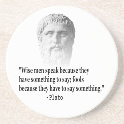 Quote By Plato Sandstone Coaster