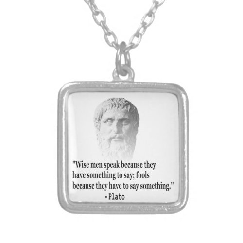 Quote By Plato Silver Plated Necklace