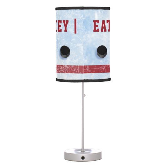 Quote Eat Sleep Hockey Ice With Puck Table Lamp (Back)