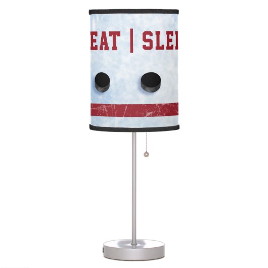 Quote Eat Sleep Hockey Ice With Puck Table Lamp (Left)