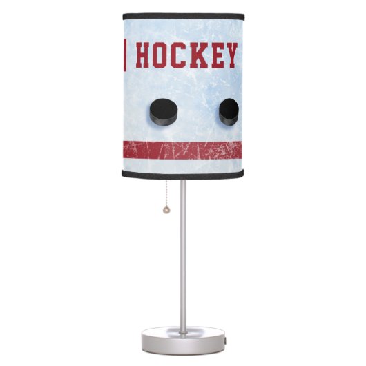 Quote Eat Sleep Hockey Ice With Puck Table Lamp (Right)