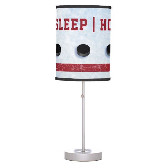 Quote Eat Sleep Hockey Ice With Puck Table Lamp (Front)