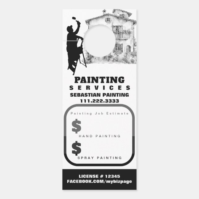 *~* Quote Estimate Exterior House Painting QR Door Hanger (Front)