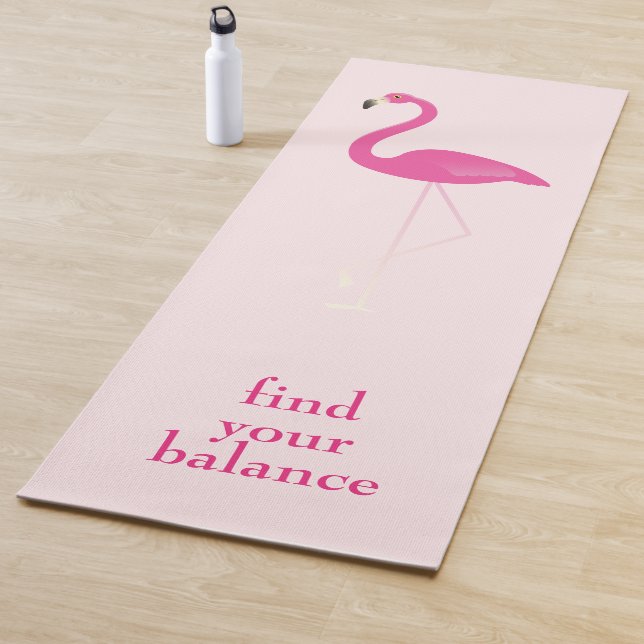 Quote Find Your Balance Pink Flamingo Yoga Mat (In Situ)