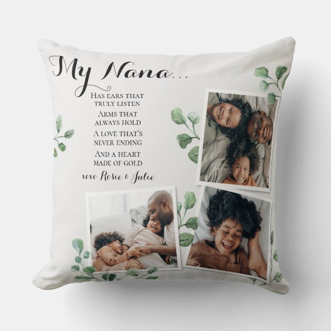 Quote for Grandma Nana from Grandkids Photo  Throw Pillow (Front)