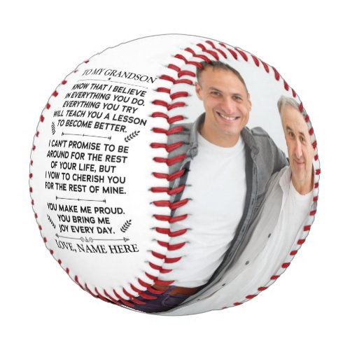 Quote for To My Grandson with Custom 2 Photos Baseball