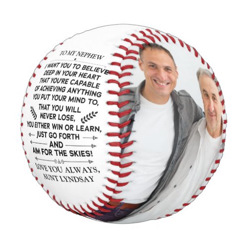 Quote for To My Nephew with Custom 2 Photos Baseball