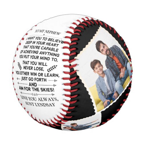 Quote for To My Nephew with Custom 4 Photos Baseball