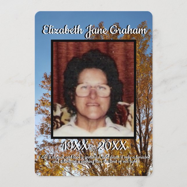 Quote Golden Leaf Fall Tree Background Funeral    Program (Front)