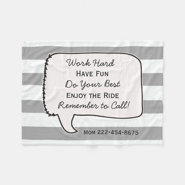 Quote Graduation Advice From Mom Work Hard Fleece Blanket (Front (Horizontal))