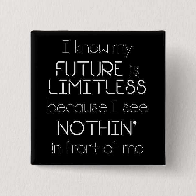 Quote - I know my future is limitless - Black Pinback Button (Front)
