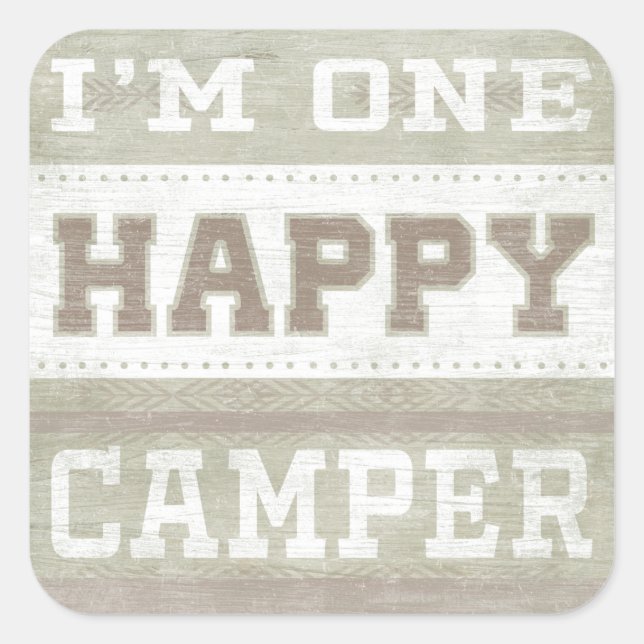 Quote | I'm One Happy Camper Square Sticker (Front)