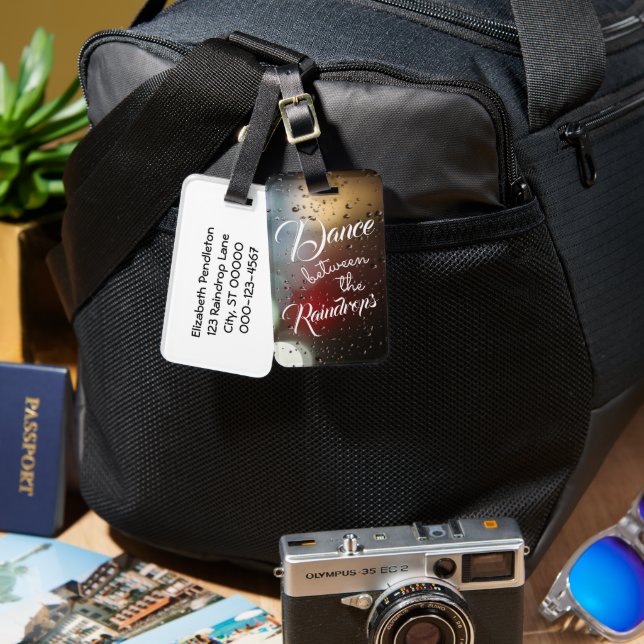 Quote Inspiration "Dance Between The Raindrops" Luggage Tag (Front & Back)