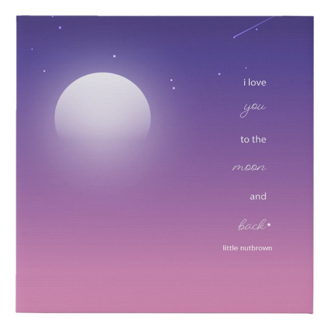 Quote Kids Room I Love You to the Moon and Back Faux Canvas Print (Front)
