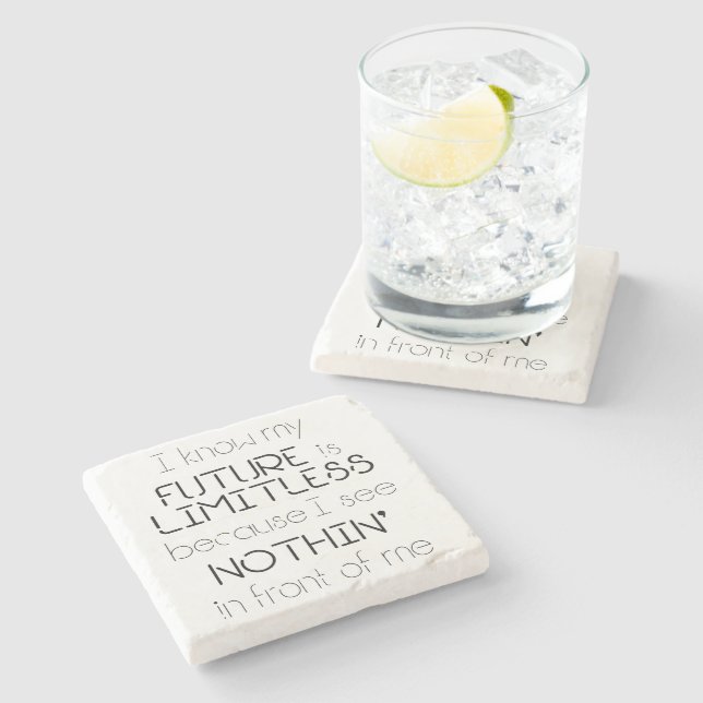 Quote - Limitless Future White Stone Coaster (Side)