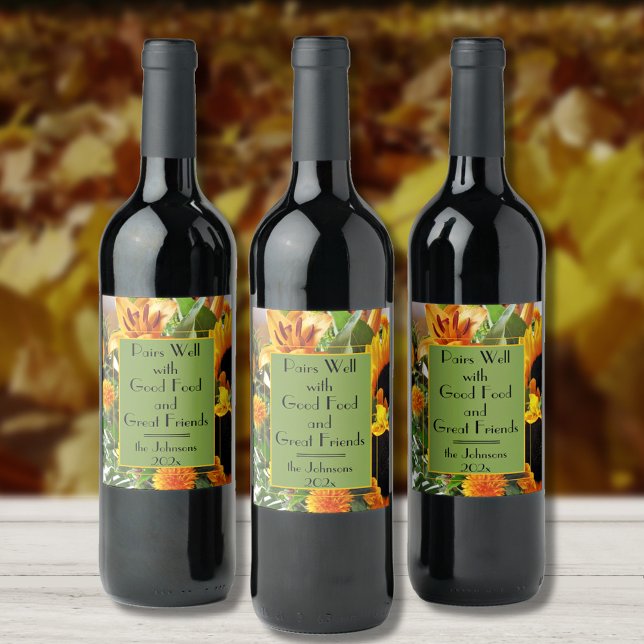 Quote & Name on Sunflowers Set of (6) Wine Label (Creator Uploaded)
