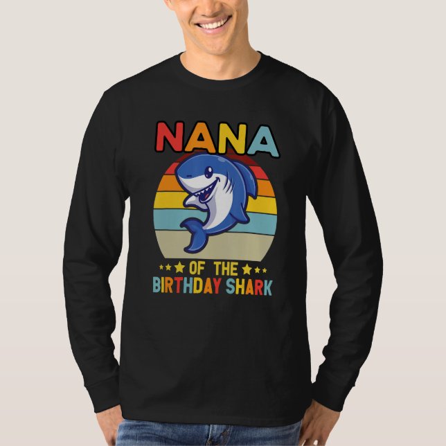 Quote Nana Of The Bday Boy Shark Ocean Matching Fa T-Shirt (Front)