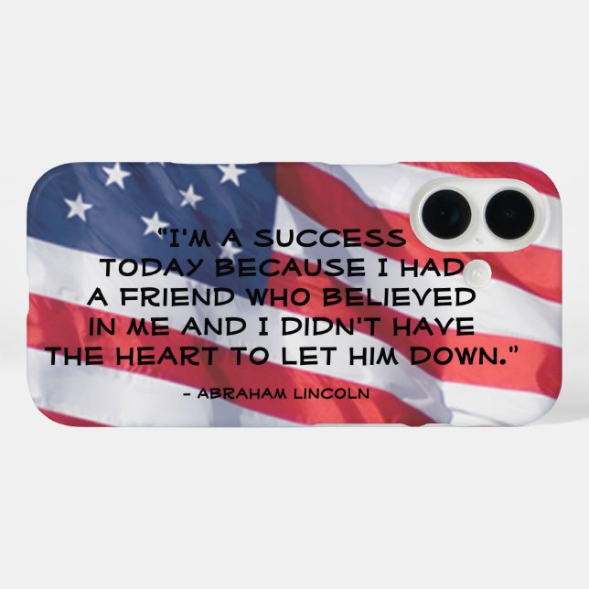Quote Over American Flag | Abraham Lincoln Case-Mate iPhone Case (Back (Horizontal))