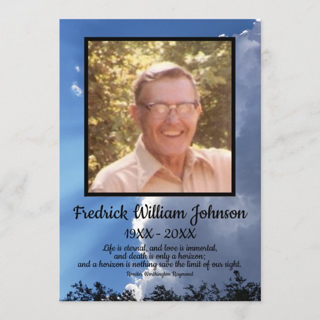 Quote Photo Cloud Background Funeral  Program (Front)