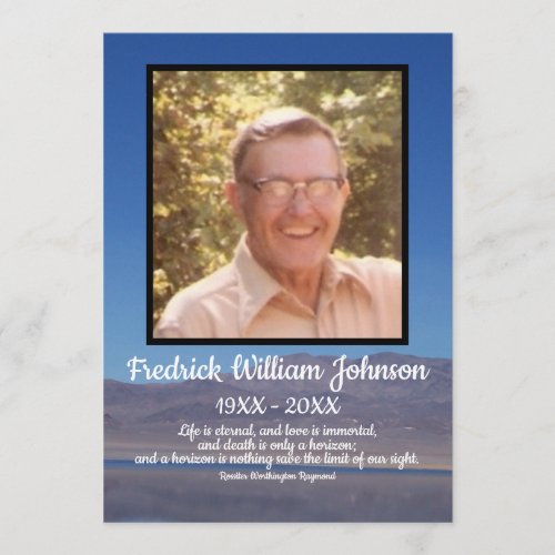 Quote Photo Lake and Mountain Background Funeral  Program