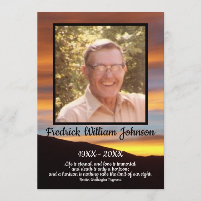 Quote Photo Orange Sunset  Background Funeral   Program (Front)