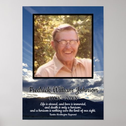 Quote Photo Sunset with Cloud Lines Funeral Poster